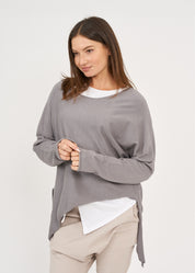 Dark gray oversized batwing knit