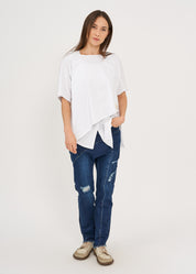 White short sleeve oversized bat shirt