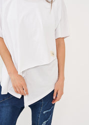 White short sleeve oversized bat shirt