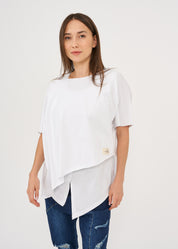 White short sleeve oversized bat shirt
