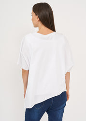 White short sleeve oversized bat shirt