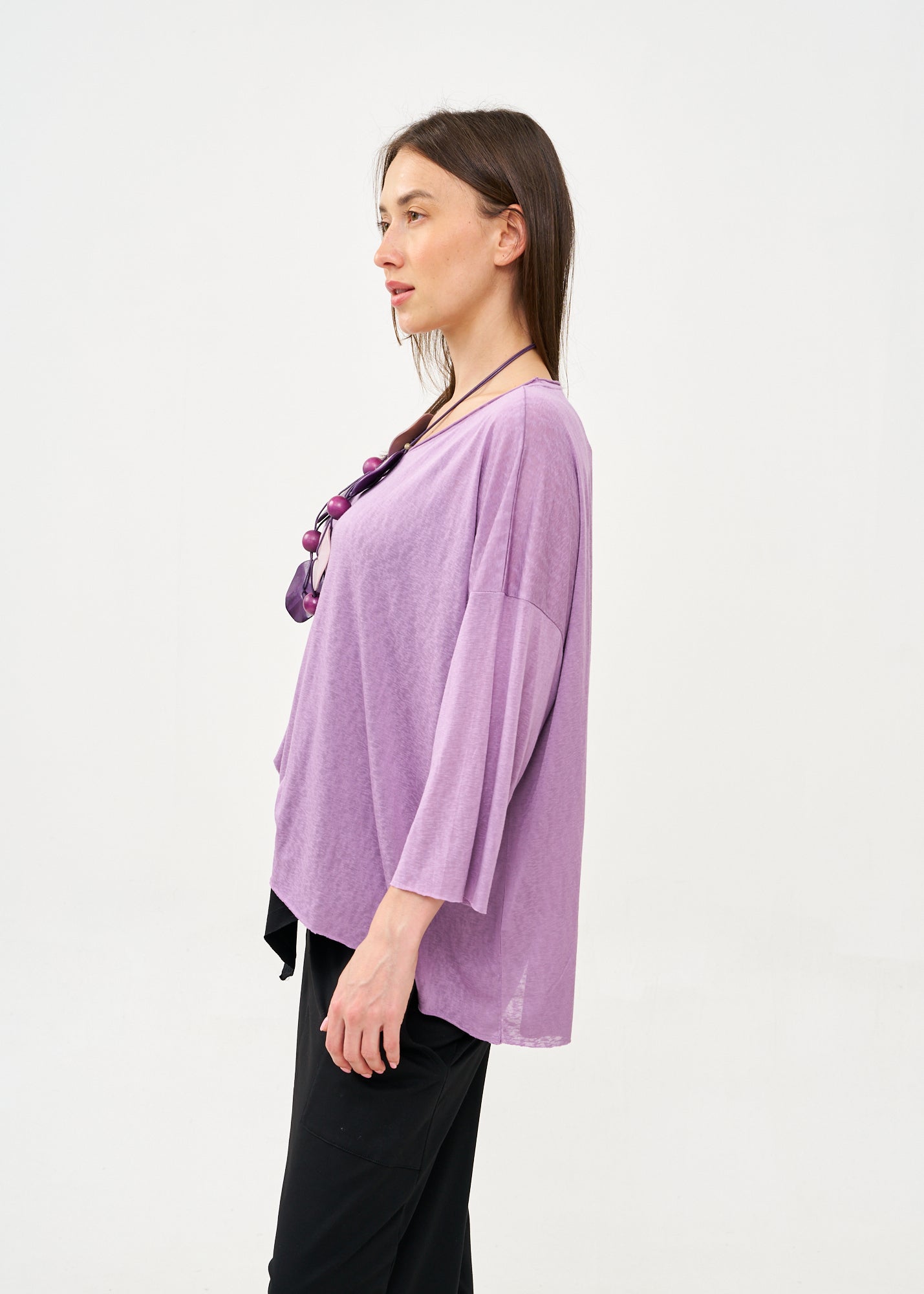 חולצה ארוכה בד סלאב סגול