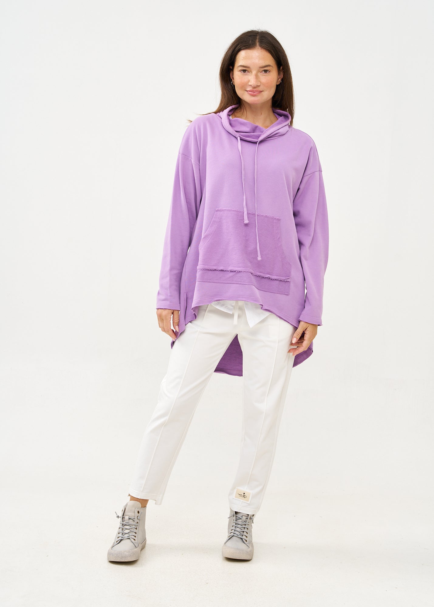 סווטשירט צווארון גולף גב ארוך סגול