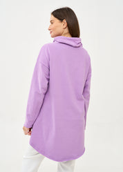 סווטשירט צווארון גולף גב ארוך סגול