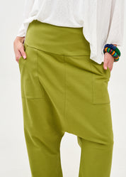 מכנסיים שקי מותן גבוהה ירוק
