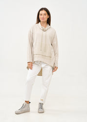 סווטשירט צווארון גולף גב ארוך אפור בהיר