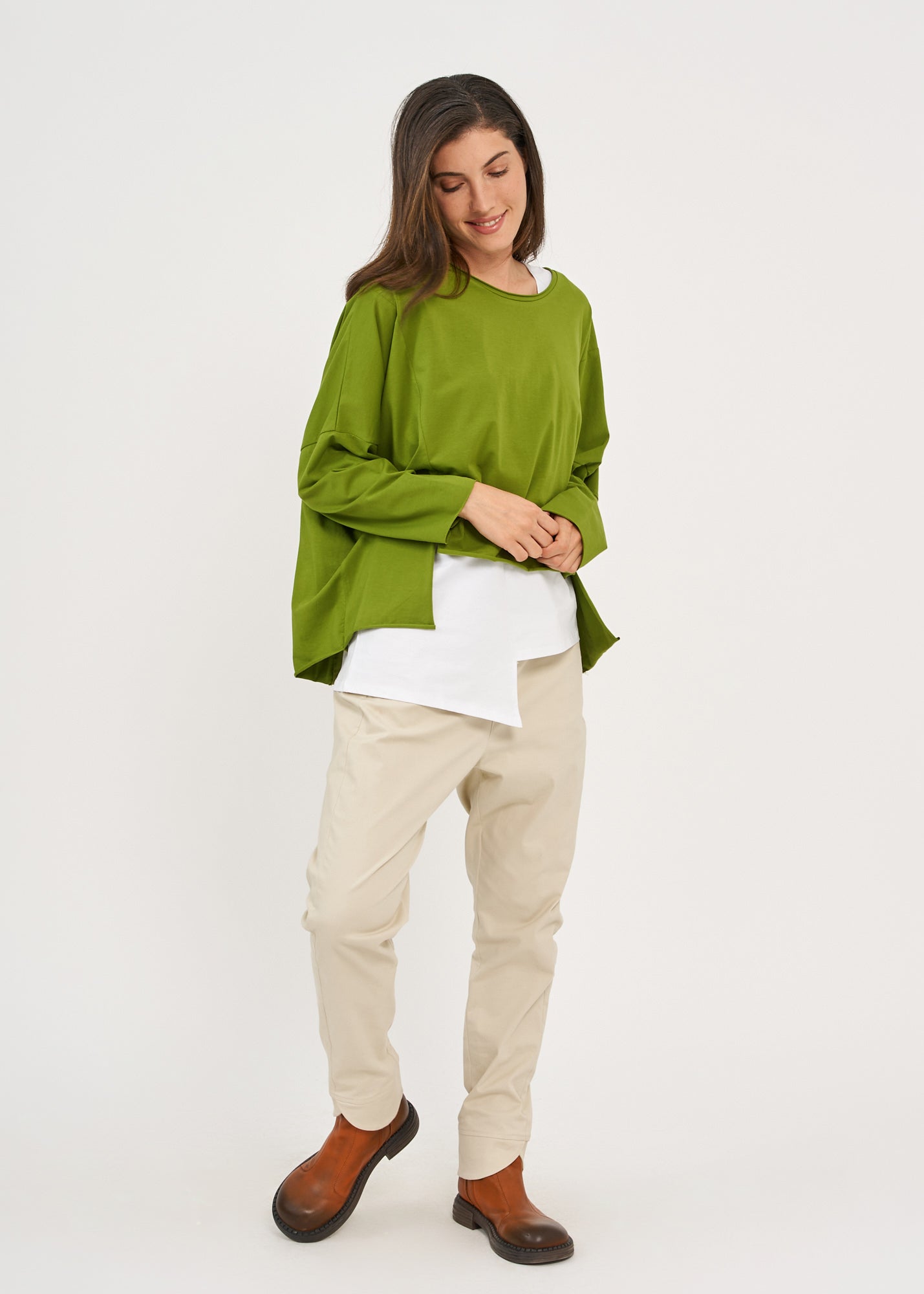 חולצה אוברסייז שרוול ארוך ירוק