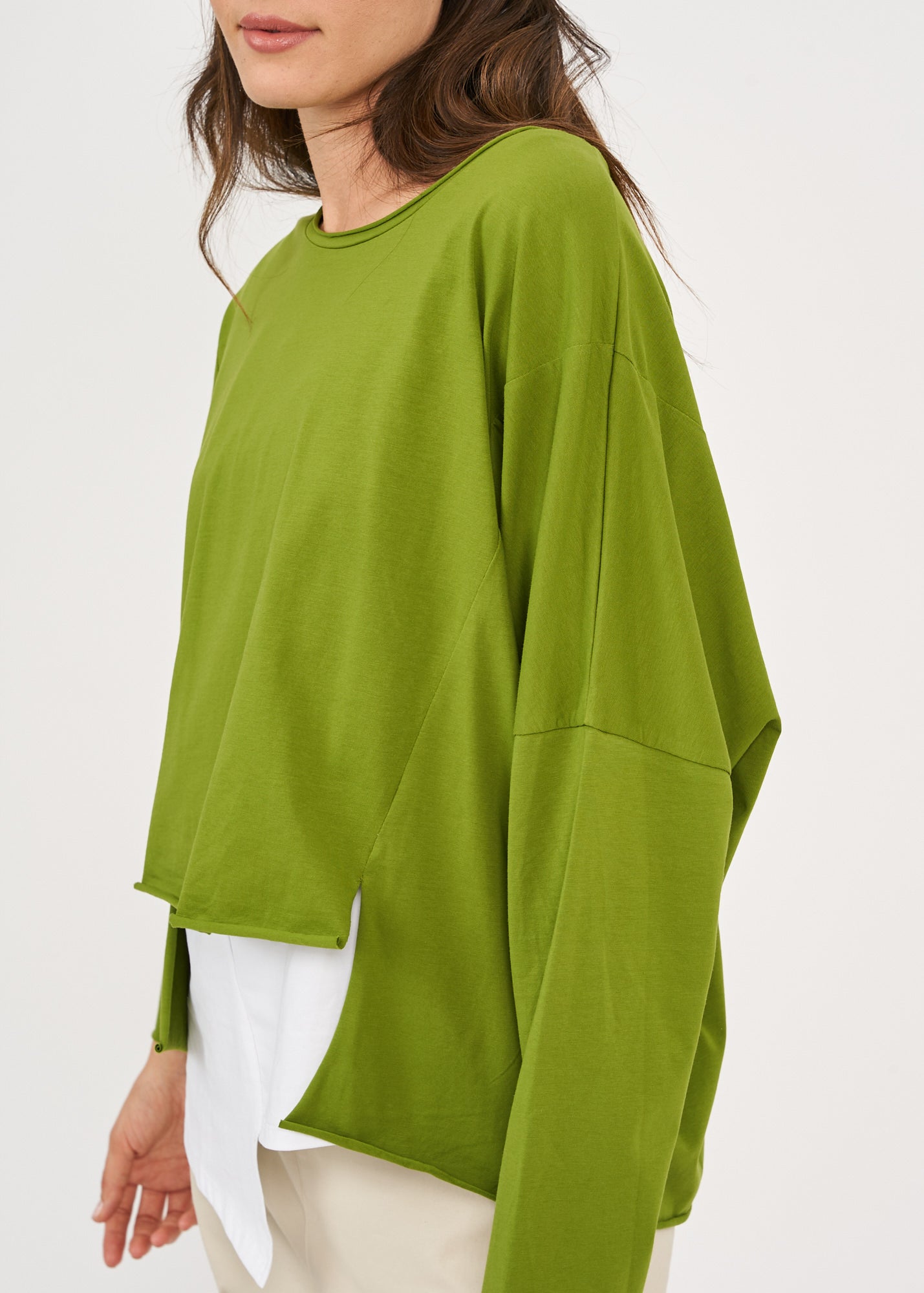 חולצה אוברסייז שרוול ארוך ירוק