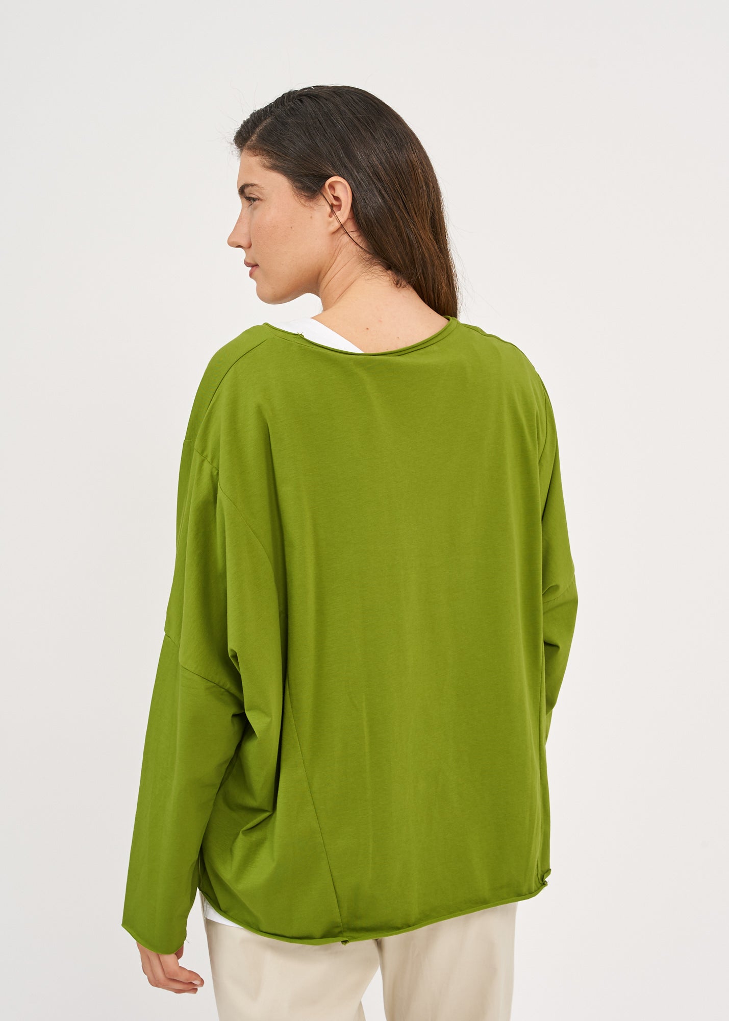 חולצה אוברסייז שרוול ארוך ירוק