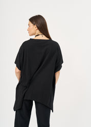 A shirt with no.s that expands on the sides with a black loop