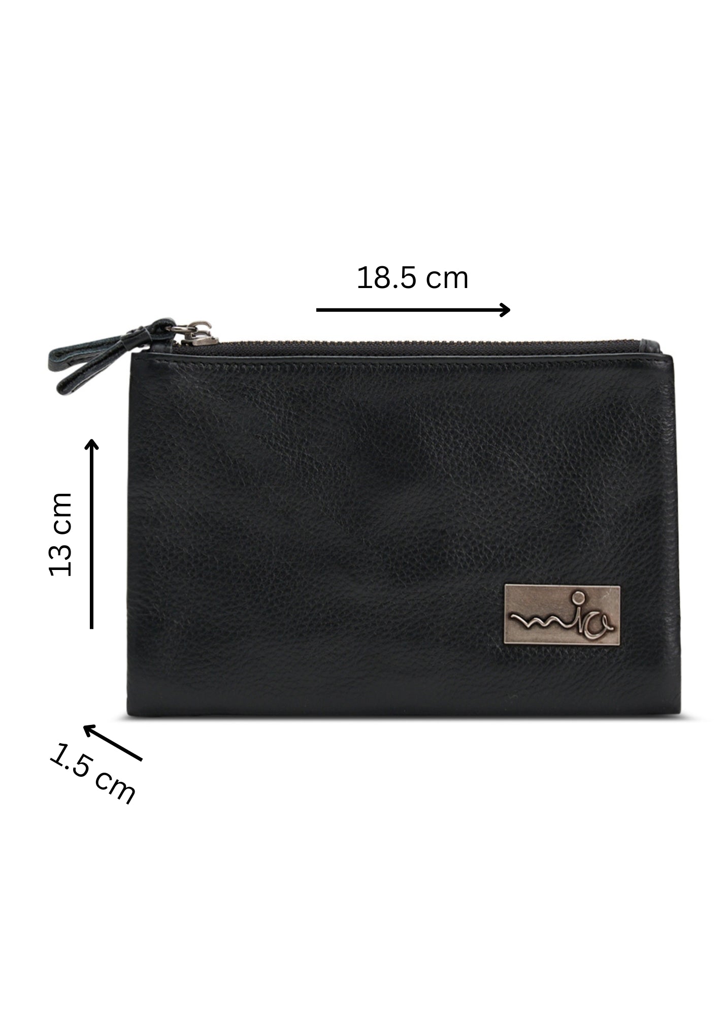 Leather wallet external zippers + black magnet