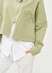 סווטשירט אסימטרי עם רוכסן ירוק