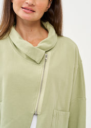 סווטשירט אסימטרי עם רוכסן ירוק