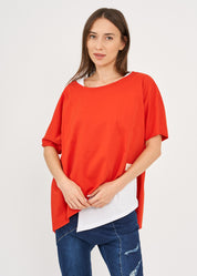 Red short sleeve oversized bat shirt