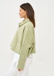 סווטשירט אסימטרי עם רוכסן ירוק