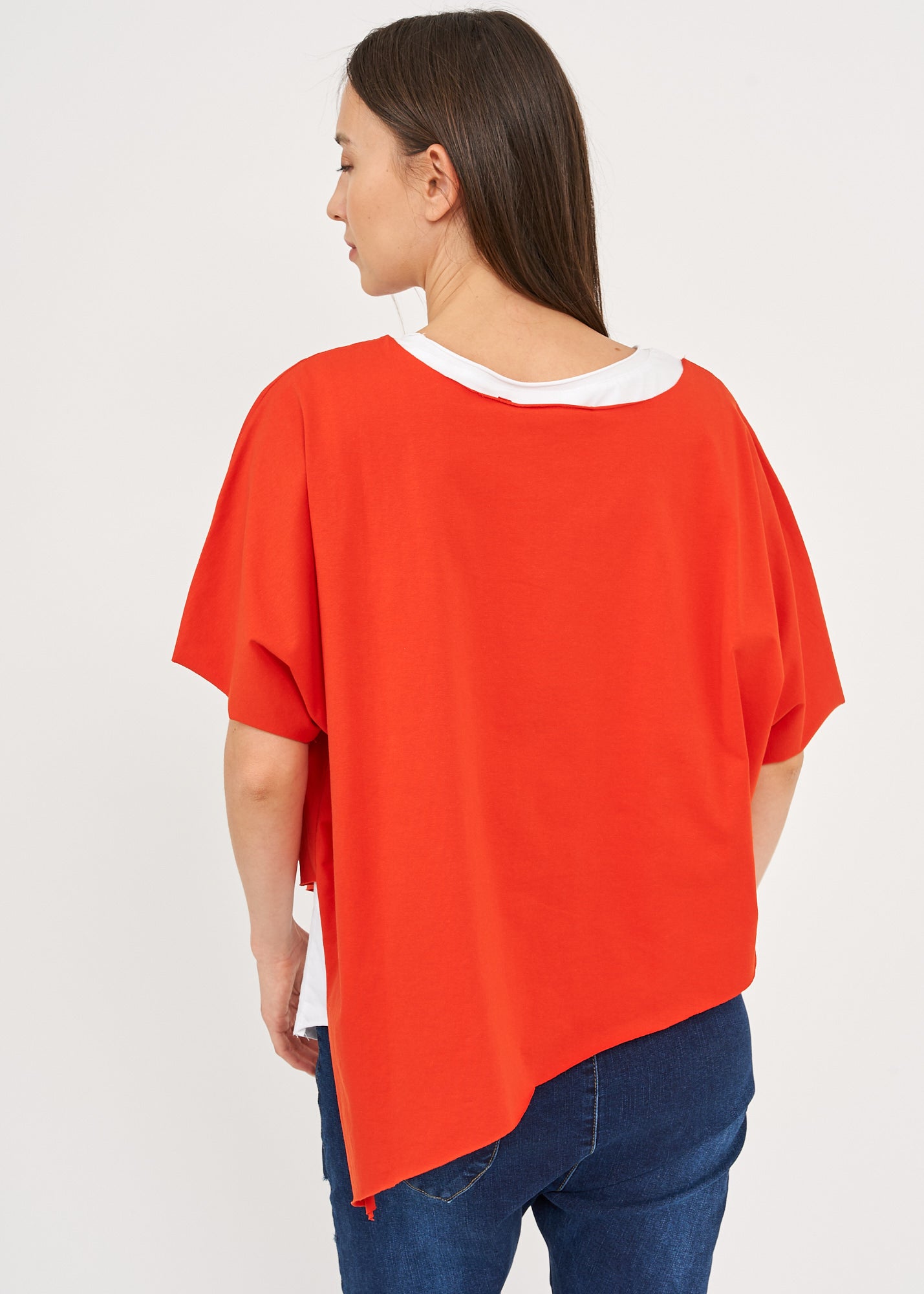 Red short sleeve oversized bat shirt
