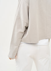 סווטשירט אסימטרי עם רוכסן אפור בהיר