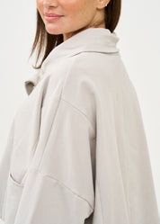 סווטשירט אסימטרי עם רוכסן אפור בהיר