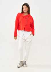 סווטשירט אסימטרי עם רוכסן כתום
