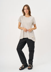 Stone bottom flared short sleeve shirt