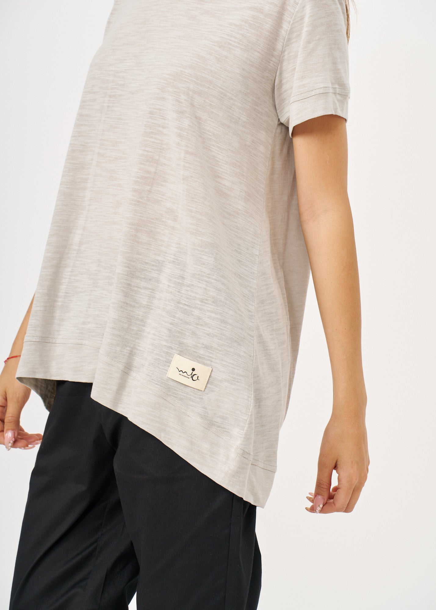 Stone bottom flared short sleeve shirt