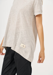 Stone bottom flared short sleeve shirt