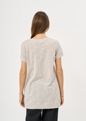 Stone bottom flared short sleeve shirt