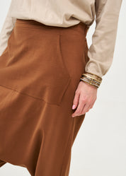 מכנסיים שקי טריקו עם כיס קנגרו חום