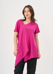 חולצה שרוול קצר סיומת אוברלוק סגול