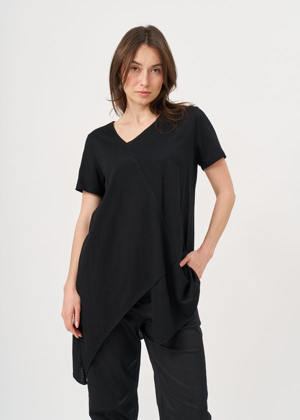 Black short sleeve overlock shirt