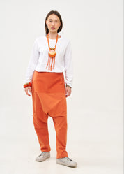 מכנסיים שקי טריקו עם כיס קנגרו חמרה