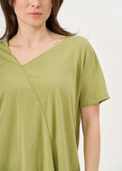 חולצה שרוול קצר סיומת אוברלוק ירוק