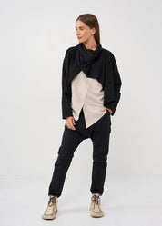 Thin black wrapped scarf top
