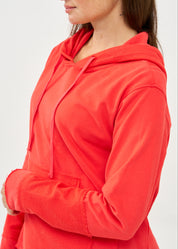 סווטשירט עם כובע וחתכים חיצוניים אדום