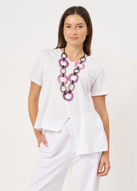 White Asymmetrical Length Diagonal Cut T-Shirt - 00