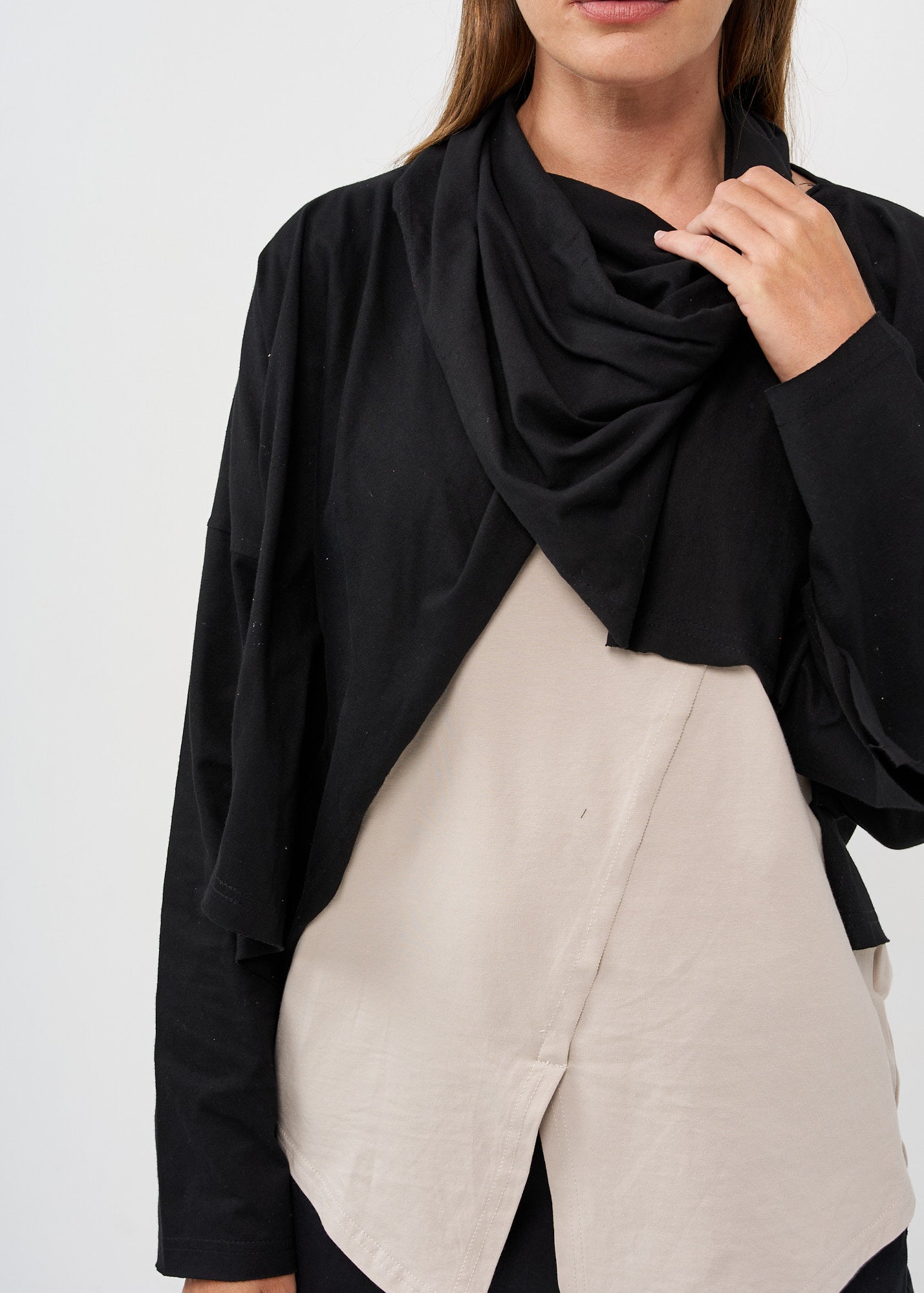 Thin black wrapped scarf top