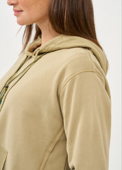 סווטשירט עם כובע וחתכים חיצוניים חום