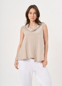 Gray tank top with a flowing collar - 01