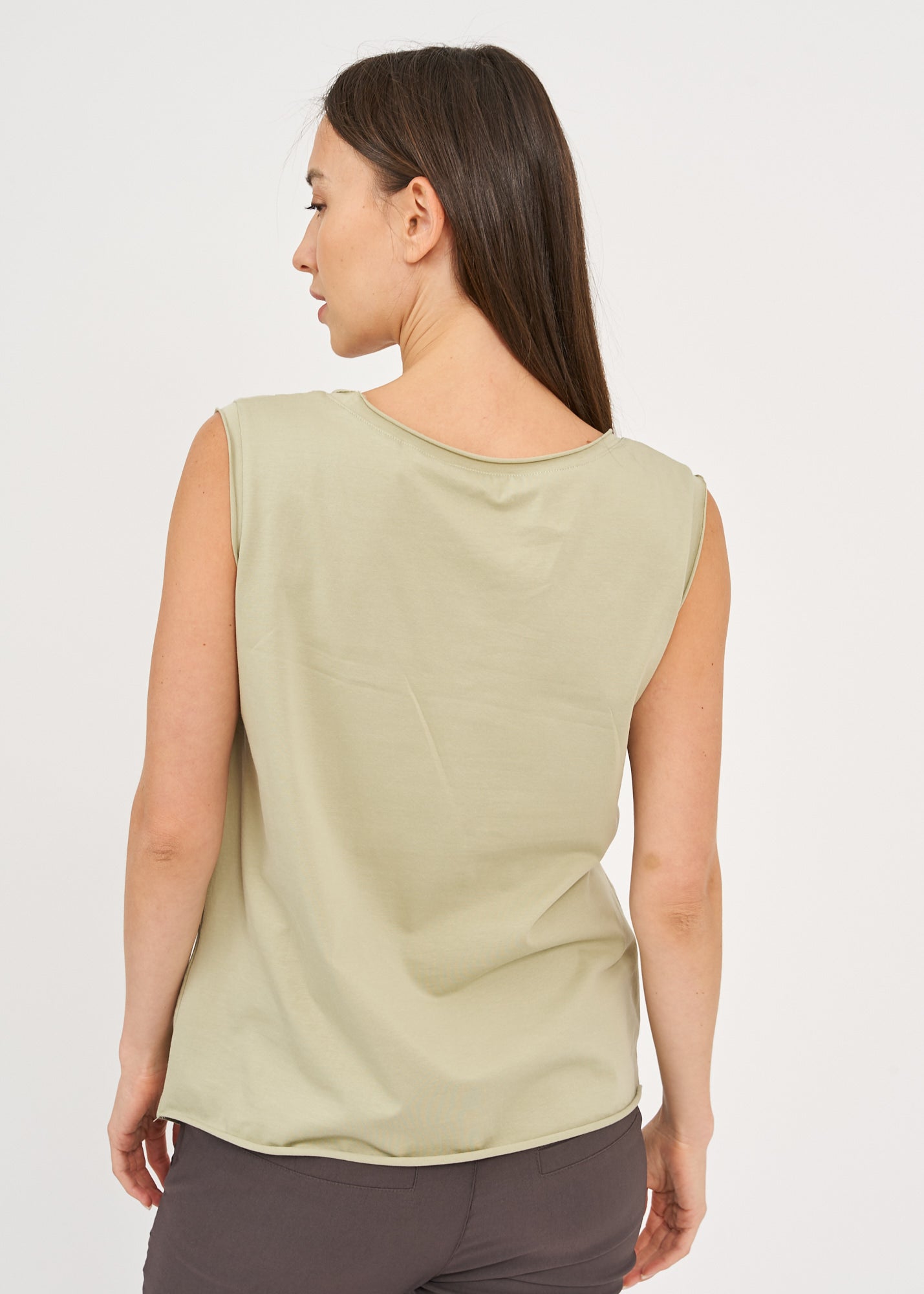 Light green smoky top with diagonal stitching