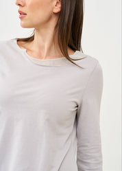 חולצה עם שילוב רשת שרוול ארוך אפור בהיר