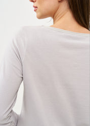 חולצה עם שילוב רשת שרוול ארוך אפור בהיר