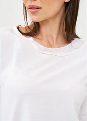 חולצה עם שילוב רשת שרוול ארוך לבן