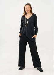 טי שרט מפתח וי בד רך שחור