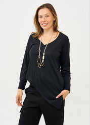 טי שרט מפתח וי בד רך שחור