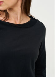 חולצה עם שילוב רשת שרוול ארוך שחור