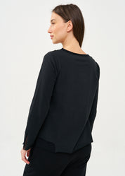 חולצה עם שילוב רשת שרוול ארוך שחור