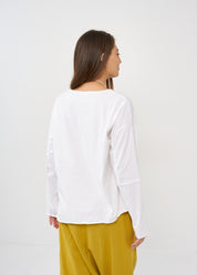 White long sleeve diagonal extension shirt