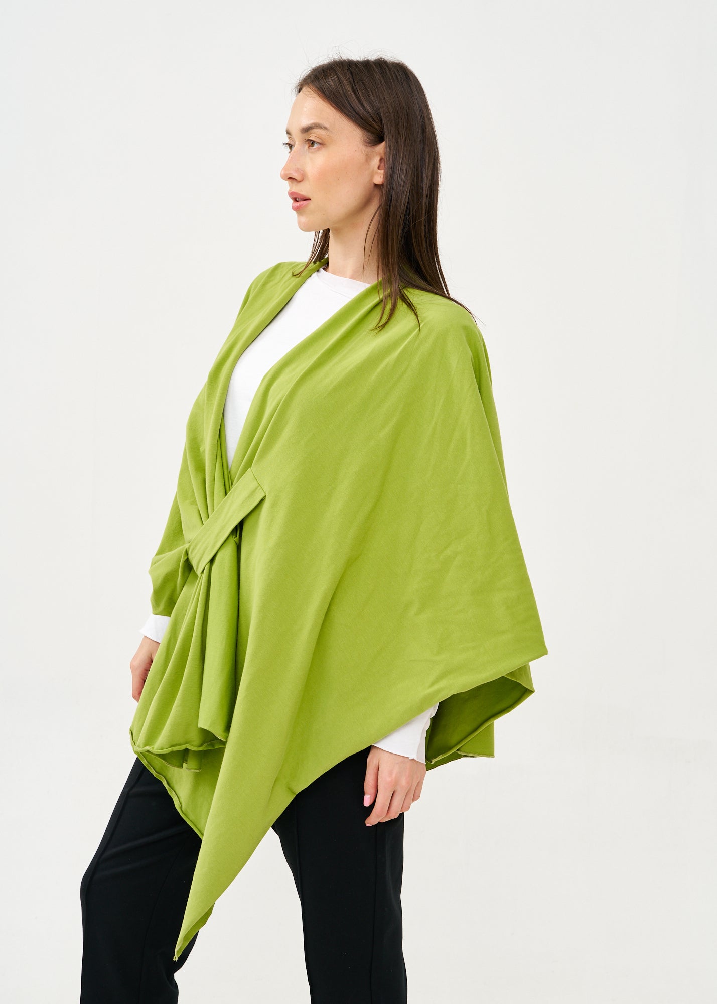 שכמייה עם סגירה אלכסונית ירוק