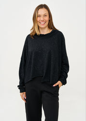 חולצה עם גולף נצנצים שחור