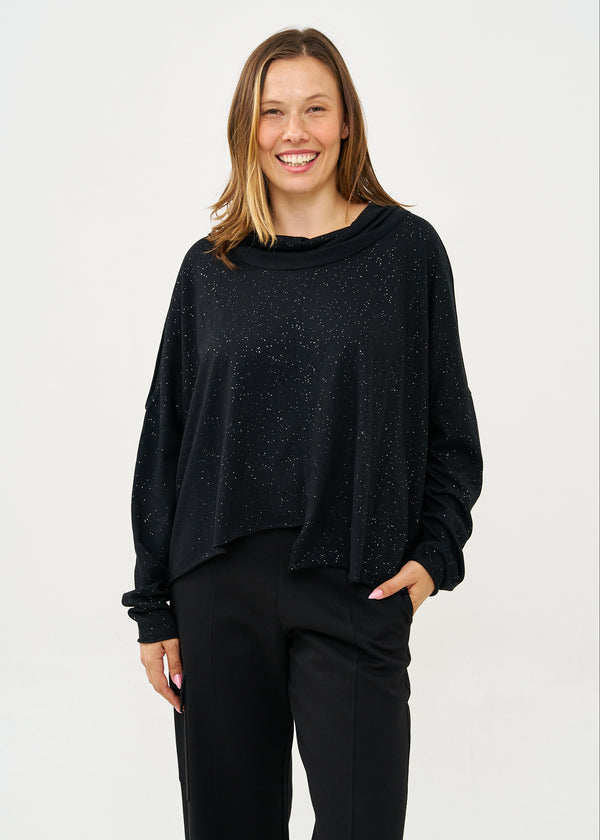 חולצה עם גולף נצנצים שחור